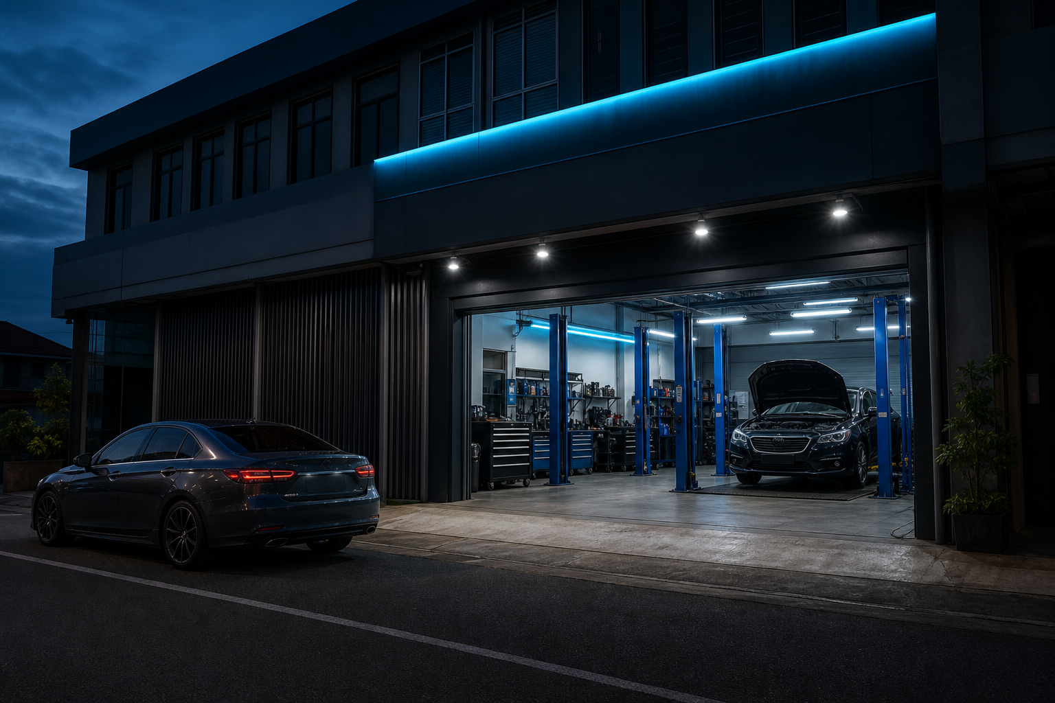 Workshop exterior arrival visual